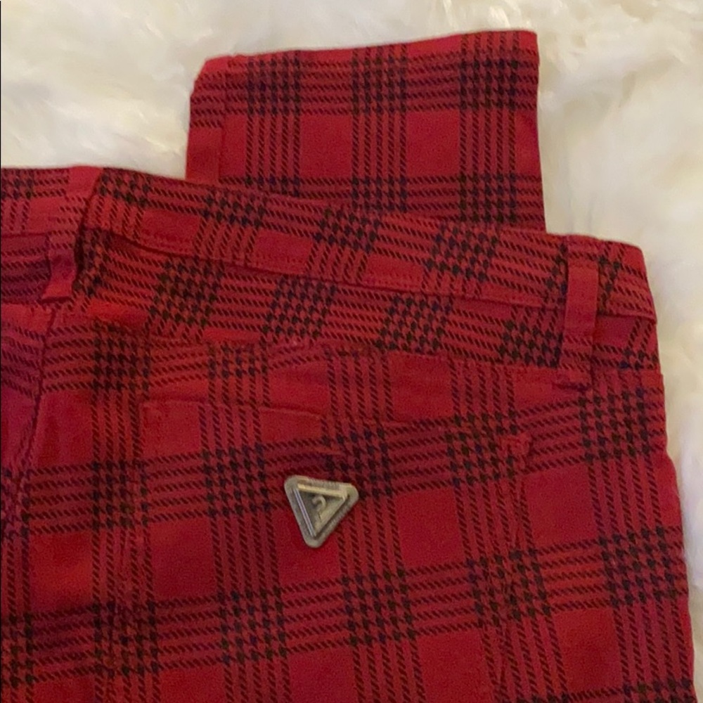 (34)Red Black Plaid Low Rise Super Skinny Jeans - Picture 6 of 12